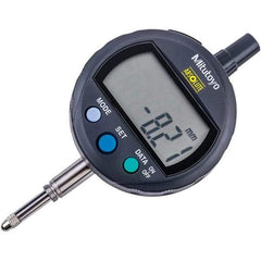 Mitutoyo - 0 to 12.7mm Range, 0.001mm Graduation, Electronic Drop Inidicator - Flat Back, 0.02mm Accuracy, LCD Display, Metric - USA Tool & Supply