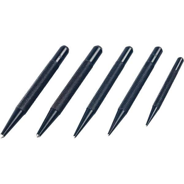 Mitutoyo - 5 Piece, 1/16 to 5/32", Pin Punch Set - Round Shank, Comes in Plastic Sleeve - USA Tool & Supply