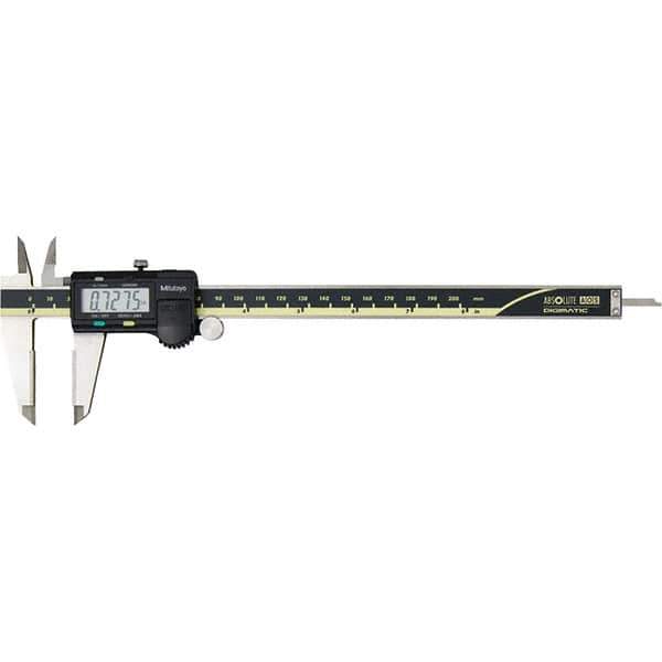 Mitutoyo - 0 to 8" Range 0.01mm Resolution, Electronic Caliper - Steel with 50mm Carbide-Tipped Jaws, 0.001" Accuracy, SPC Output - USA Tool & Supply
