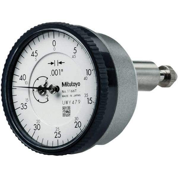 Mitutoyo - 0.2" Range, 0-50 Dial Reading, 0.001" Graduation Dial Drop Indicator - 40mm Dial, 1/2" Range per Revolution, 0.001" Accuracy, Revolution Counter - USA Tool & Supply