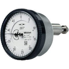 Mitutoyo - 0.2" Range, 0-50 Dial Reading, 0.001" Graduation Dial Drop Indicator - 40mm Dial, 1/2" Range per Revolution, 0.001" Accuracy, Revolution Counter - USA Tool & Supply
