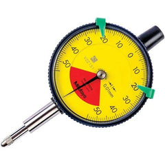 Mitutoyo - 1mm Range, 50-0-50 Dial Reading, 0.01mm Graduation Dial Drop Indicator - 57mm Dial, 1.4mm Range per Revolution, 0.04mm Accuracy - USA Tool & Supply