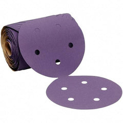 3M - 5" Diam, 320 Grit Ceramic Adhesive PSA Disc - Extra Fine Grade, Purple, Polyester Backing, Flexible, 12,000 Max RPM, Use with Random Orbital Sanders - USA Tool & Supply