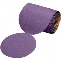 3M - 5" Diam, 240 Grit Ceramic Adhesive PSA Disc - Very Fine Grade, Purple, Polyester Backing, Flexible, 12,000 Max RPM, Use with Random Orbital Sanders - USA Tool & Supply