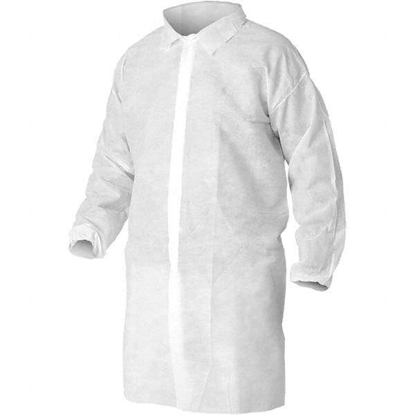 KleenGuard - 3XL, White Lab Coat - SMMMS Material, Snap Front, Elastic Cuffs - USA Tool & Supply