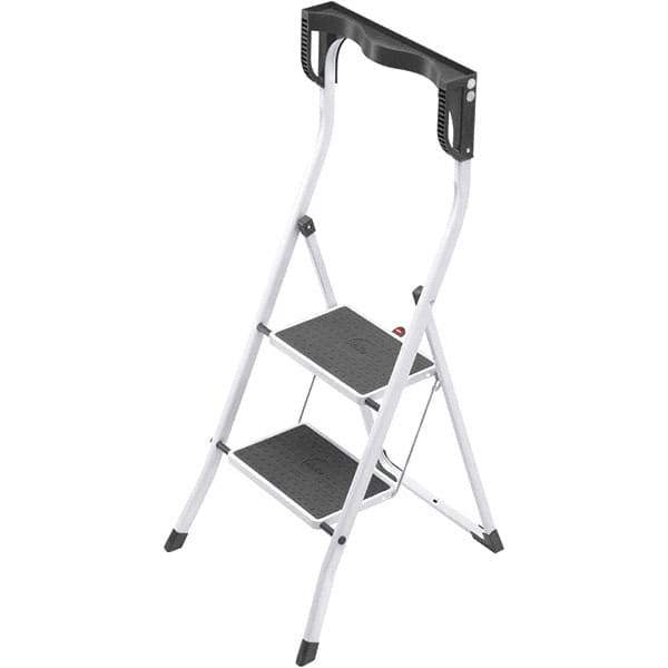 Hailo - 2 Steps, 3' 6" High, EN14183 Rating, Tubular Steel Step Ladder - 330 Lb Capacity, 18-29/32" Base Width - USA Tool & Supply