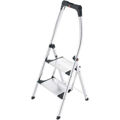 Hailo - 2 Steps, 3' 9" High, EN14183 Rating, Aluminum Step Ladder - 330 Lb Capacity, 20-15/32" Base Width - USA Tool & Supply