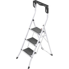 Hailo - 3 Steps, 4' 3" High, EN14183 Rating, Tubular Steel Step Ladder - 330 Lb Capacity, 18-29/32" Base Width - USA Tool & Supply