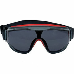 3M - Size Universal, Gray Polycarbonate Anti-Fog Lens, Safety Goggles - Indirect Vent, Black/Red Frame - USA Tool & Supply