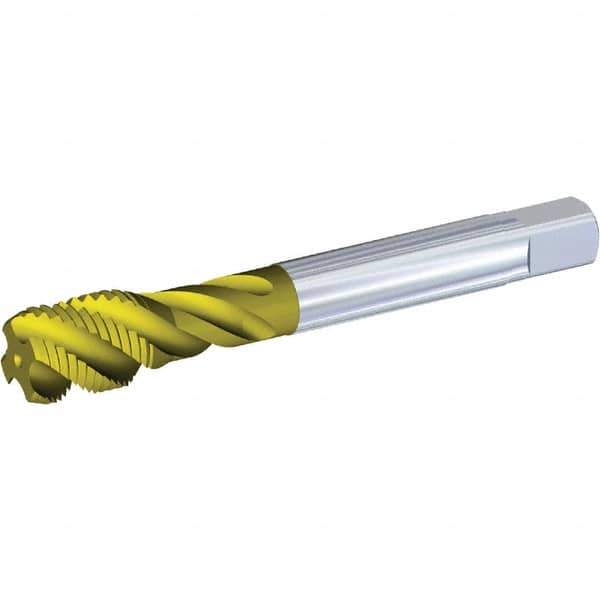 Kennametal - 3/8-19 G G Internal Thread Taper Thread Forming Tap - Solid Carbide, TiN Finish, 100mm OAL, 15mm Thread Length, Right Hand Thread, Series T857 - USA Tool & Supply