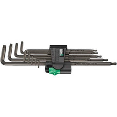 Wera - 9 Piece T8 to T40 Black Oxide Finish L-Key Torx Key Set - T8, T9, T10, T15, T20, T25, T27, T30, T40 Torx Size - USA Tool & Supply