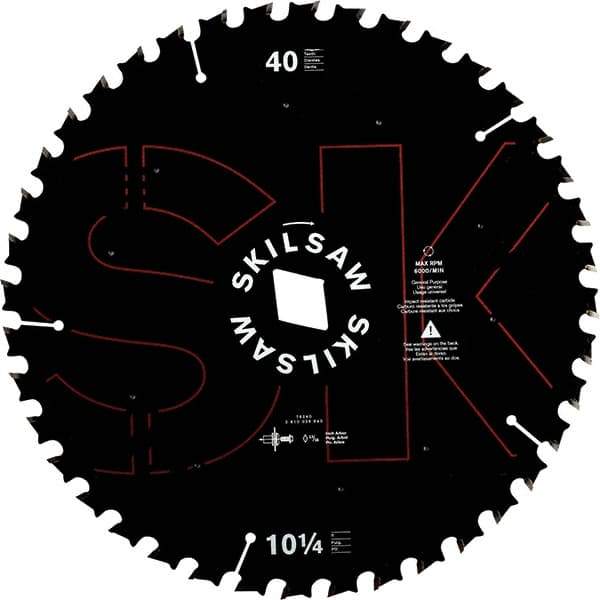 Skilsaw - 10-1/4" Diam, 1" Arbor Hole Diam, 40 Tooth Wet & Dry Cut Saw Blade - Cermet-Tipped, Cutoff Action, Diamond Arbor - USA Tool & Supply