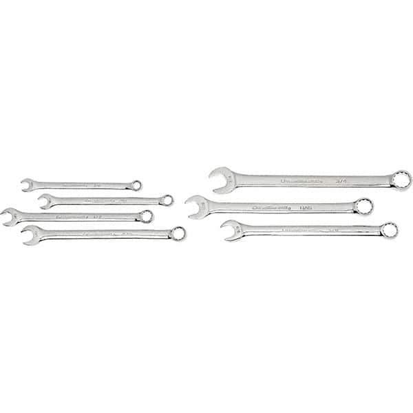 GearWrench - 7 Piece, 3/8" to 3/4", 12 Point Ratcheting Combination Wrench Set - Inch Measurement Standard, Chrome Finish, Comes in Nylon Roll - USA Tool & Supply