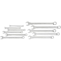 GearWrench - 11 Piece, 3/8" to 1", 12 Point Ratcheting Combination Wrench Set - Inch Measurement Standard, Chrome Finish, Comes in Nylon Roll - USA Tool & Supply