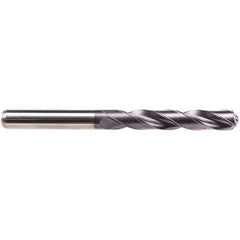 Emuge - 6.5mm 140° Solid Carbide Jobber Drill - TiAlN Finish, Right Hand Cut, Spiral Flute, Cylindrical Shank, 91mm OAL, Four Facet Point - USA Tool & Supply