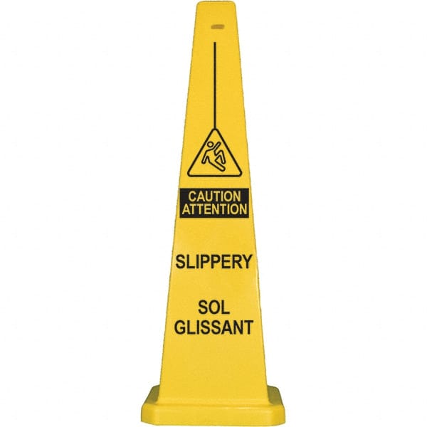 PRO-SAFE - Wet Floor, 12" Wide x 36" High, Polypropylene Cone Floor Sign - USA Tool & Supply