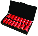 Insulated 3/8" Drive Inch & Metric Socket Set 5/16"-3/4" and 8.0mm - 19mm Sockets in Storage Box. 16 Pc Set - USA Tool & Supply