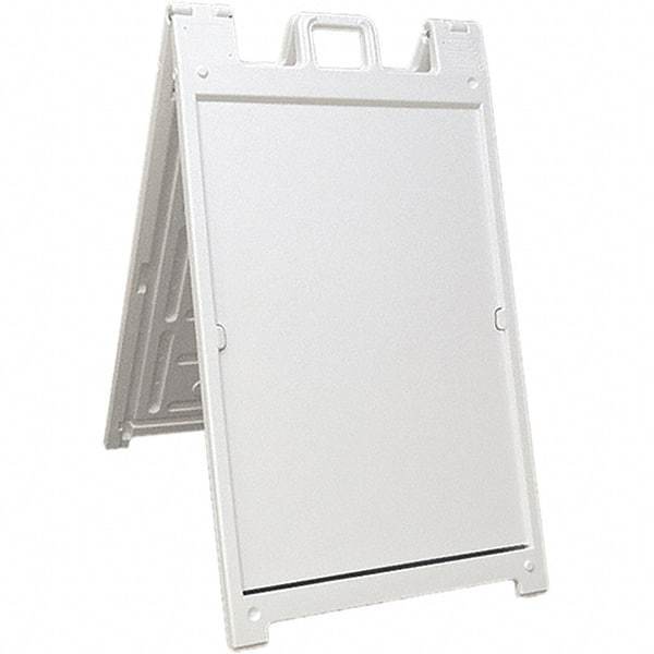 NMC - 24" Wide x 36" High Sign Compatiblity, Rigid Plastic Square Floor Sign Holder - White, 45" Holder Height - USA Tool & Supply