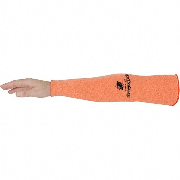 PRO-SAFE - Size Universal, Hi-Viz Orange ATA Cut Resistant Sleeve - 18" Long Sleeve, Cut Resistance Level A4, Elastic Opening at Both Ends - USA Tool & Supply