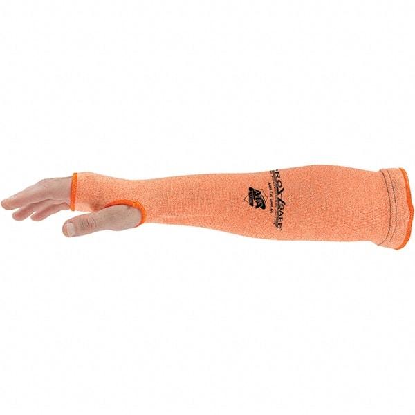 PRO-SAFE - Size Universal, Hi-Viz Orange ATA Cut Resistant Sleeve - 24" Long Sleeve, Cut Resistance Level A4, Elastic Opening at Both Ends, Made with Thumb Hole - USA Tool & Supply