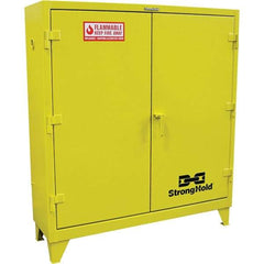 Strong Hold - Safety Cabinets   Hazardous Chemical Type: Flammable and Combustible Liquids    Color: Safety Yellow - USA Tool & Supply