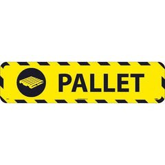 NMC - Pallet, Anti-Skid Pressure-Sensitive Vinyl Floor Sign - Rectangle, Black on Yellow, Adhesive Backed, For Restroom, Janitorial & Housekeeping - USA Tool & Supply