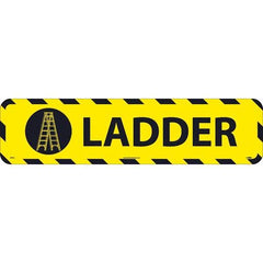 NMC - Ladder, Anti-Skid Pressure-Sensitive Vinyl Floor Sign - Rectangle, Black on Yellow, Adhesive Backed, For Restroom, Janitorial & Housekeeping - USA Tool & Supply