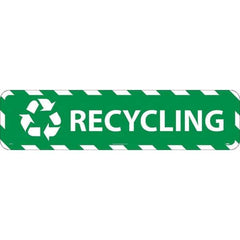NMC - Recycling, Anti-Skid Pressure-Sensitive Vinyl Floor Sign - Rectangle, Green on White, Adhesive Backed, For Restroom, Janitorial & Housekeeping - USA Tool & Supply