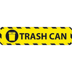 NMC - Trash Can, Anti-Skid Pressure-Sensitive Vinyl Floor Sign - Rectangle, Black on Yellow, Adhesive Backed, For Restroom, Janitorial & Housekeeping - USA Tool & Supply