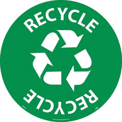 NMC - Recycle, Anti-Skid Pressure-Sensitive Vinyl Floor Sign - Round, White on Green, Adhesive Backed, For Restroom, Janitorial & Housekeeping - USA Tool & Supply