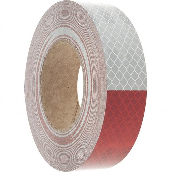 3M - 1-1/2" Wide, Red/White Reflective OSHA Conspicuity Tape - Stick-On - USA Tool & Supply