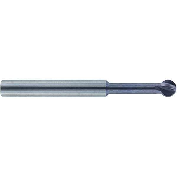 Accupro - 1/4" Diam, 0.213" LOC, 4 Flute Solid Carbide Ball End Mill - nACo Finish, Single End, 2-1/2" OAL, 1/4" Shank Diam, Undercutting - USA Tool & Supply