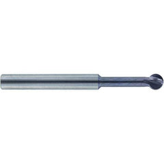 Accupro - 7/32" Diam, 0.186" LOC, 4 Flute Solid Carbide Ball End Mill - nACo Finish, Single End, 2-1/2" OAL, 1/4" Shank Diam, Undercutting - USA Tool & Supply