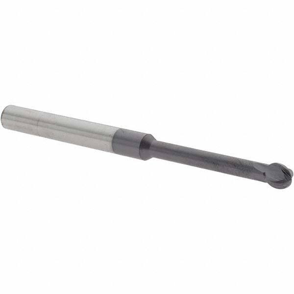 Accupro - 5/16" Diam, 0.266" LOC, 4 Flute Solid Carbide Ball End Mill - nACo Finish, Single End, 4" OAL, 5/16" Shank Diam, Undercutting - USA Tool & Supply