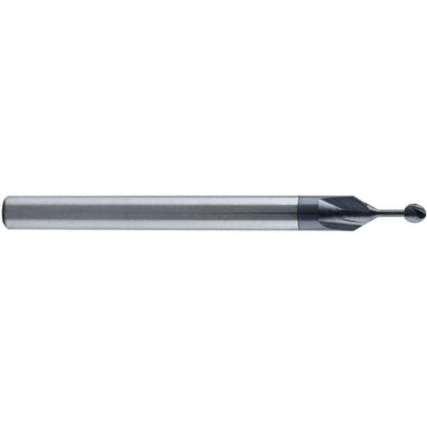 Accupro - 3/16" Diam, 0.174" LOC, 4 Flute Solid Carbide Ball End Mill - nACo Finish, Single End, 2" OAL, 3/16" Shank Diam, Undercutting - USA Tool & Supply