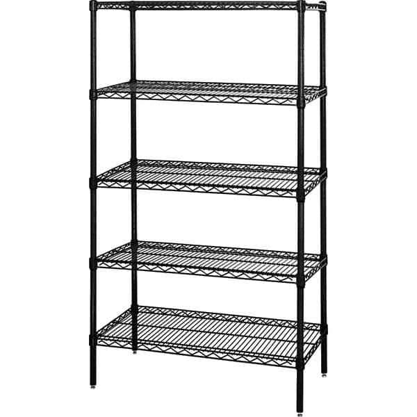 Quantum Storage - 5 Shelf Wire Shelving Add-On Unit - 24" Wide x 24" Deep x 54" High, - USA Tool & Supply