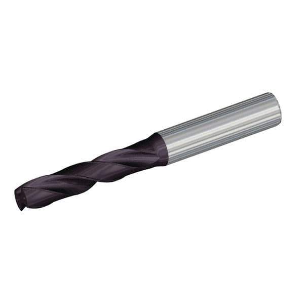 Kennametal - 17.9mm 180° Spiral Flute Solid Carbide Screw Machine Drill Bit - AlTiN Finish, Right Hand Cut, 73mm Flute Length, 123mm OAL, Straight Shank, Through Coolant - USA Tool & Supply