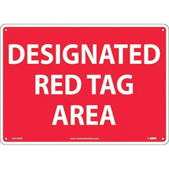 NMC - "Designated Red Tag Area", 10" Long x 14" Wide, Aluminum Safety Sign - Rectangular, Use for Workplace/Safety - USA Tool & Supply
