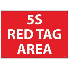 NMC - "5S Red Tag Area", 14" Long x 20" Wide, Rigid Plastic Safety Sign - Rectangular, Use for Workplace/Safety - USA Tool & Supply