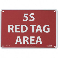 NMC - "5S Red Tag Area", 7" Long x 10" Wide, Aluminum Safety Sign - Rectangular, Use for Workplace/Safety - USA Tool & Supply