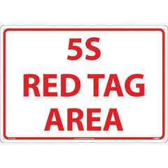 NMC - "5S Red Tag Area", 14" Long x 20" Wide, Rigid Plastic Safety Sign - Rectangular, Use for Workplace/Safety - USA Tool & Supply