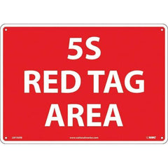 NMC - "5S Red Tag Area", 10" Long x 14" Wide, Rigid Plastic Safety Sign - Rectangular, Use for Workplace/Safety - USA Tool & Supply