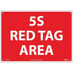 NMC - "5S Red Tag Area", 10" Long x 14" Wide, Aluminum Safety Sign - Rectangular, Use for Workplace/Safety - USA Tool & Supply
