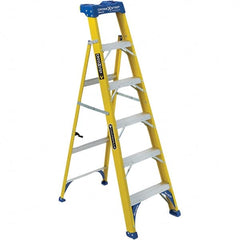 Louisville - 3 Steps, 4' High, Type I Rating, Fiberglass Step Ladder - USA Tool & Supply