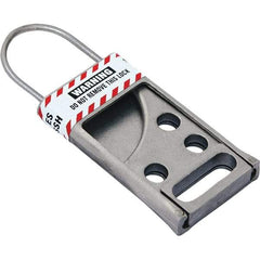 NMC - Single Jaw, 2" Jaw Diam, 6 PadLocks, Stainless Steel Lockout Hasp - Slide, 3-1/2" Long x 2-1/2" Wide, Gray - USA Tool & Supply