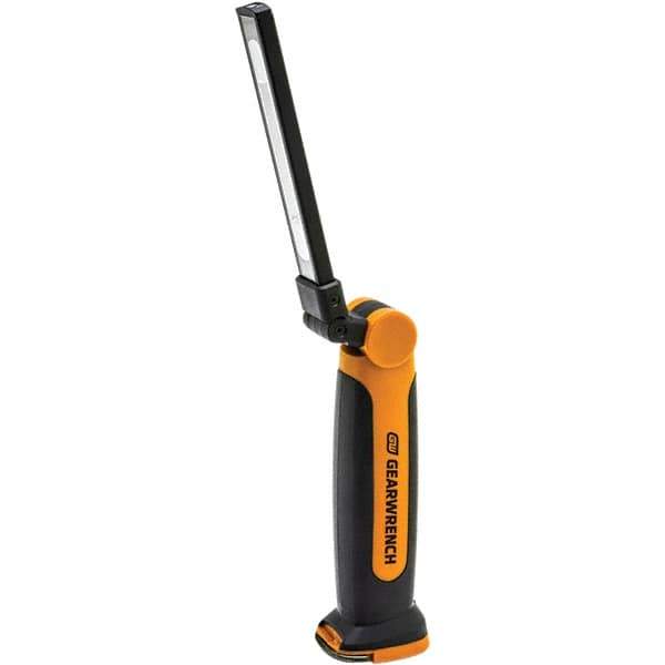 GearWrench - 3.7 Volts, 500 Lumens, Cordless Work Light - Black & Orange, 3 hr on High Setting, 6 hr on Low Setting Run Time - USA Tool & Supply