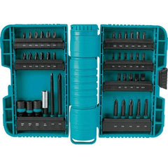 Makita - Power Bit, Insert Bit & Nut Driver Set - 1/4 to 3/8" Hex, #2, 1/4", 3/8" Drive, Phillips, Slotted, Torx, Square Point - USA Tool & Supply