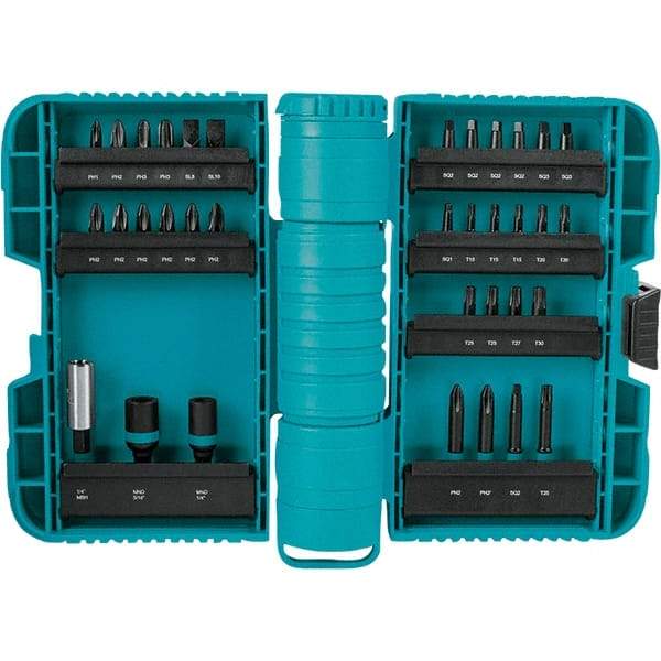 Makita - Power Bit, Insert Bit & Nut Driver Set - 1/4" Hex, #2, 1/4" Drive, Phillips, Slotted, Torx, Square Point - USA Tool & Supply