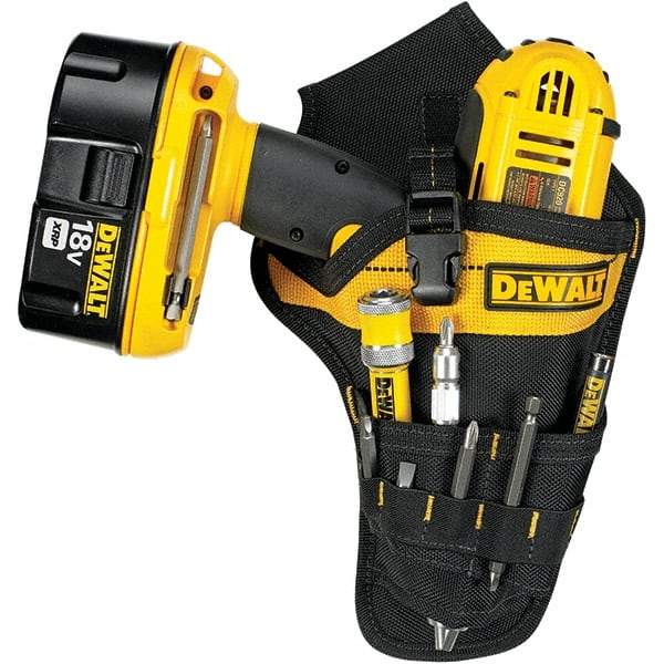 CLC - Drill/Impact Driver Holster with 9 Pockets - Ballistic Polyester, Black/Yellow - USA Tool & Supply