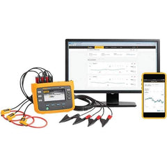 Fluke - 3 Phase, 1,000 VAC, 0.01 to 1,500 Amp Capability, 42.5 to 69 Hz Calibration, LCD Display Power Meter - 1 Current Accuracy, 0.1 Voltage Accuracy - USA Tool & Supply